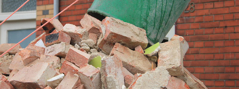 building debris in a skip